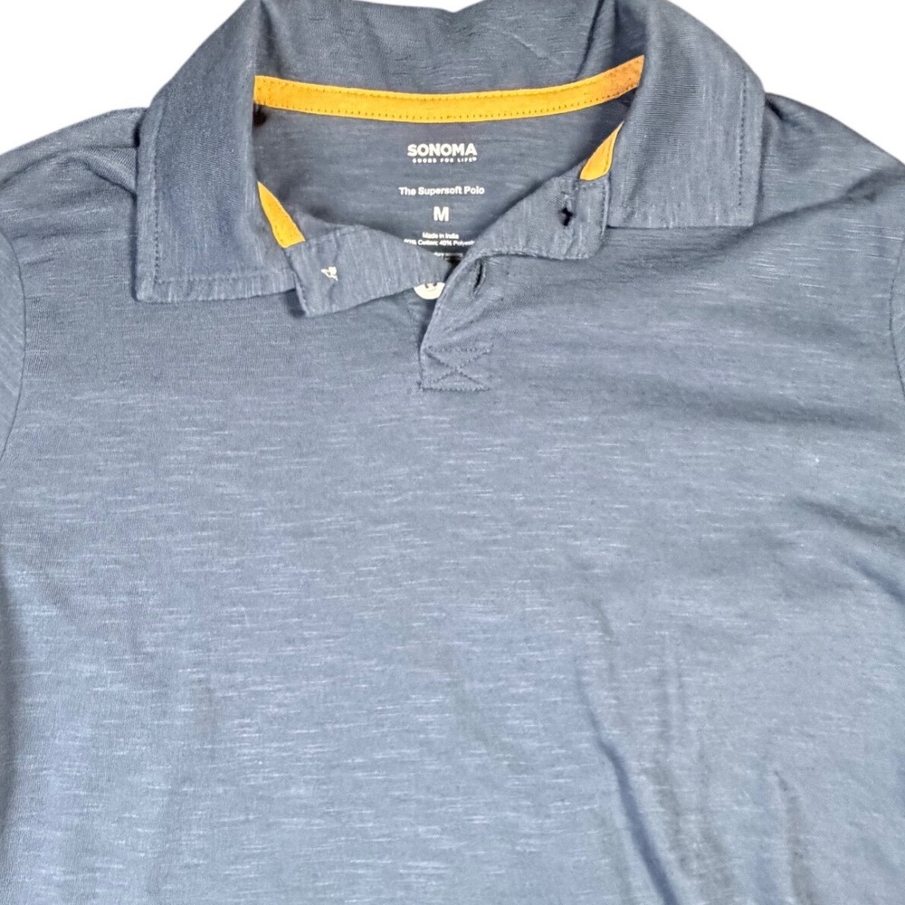 Sonoma Goods For Life Boys Supersoft Polo Shirt Blue Slub Knit Size M 10/12 K1